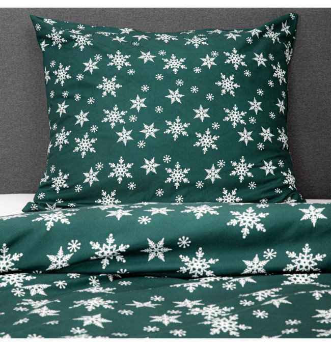 Ložní souprava SNOFLOCK zelená s vločkami XM22 986165