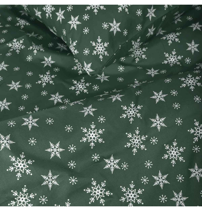 Ložní souprava SNOFLOCK zelená s vločkami XM22 986165