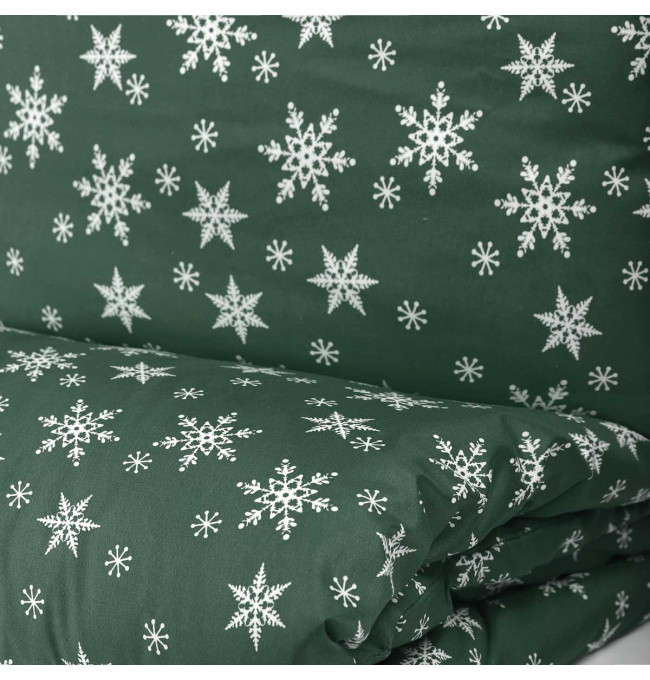 Ložní souprava SNOFLOCK zelená s vločkami XM22 986165