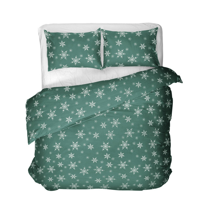 Ložní souprava SNOFLOCK zelená s vločkami XM22 986165