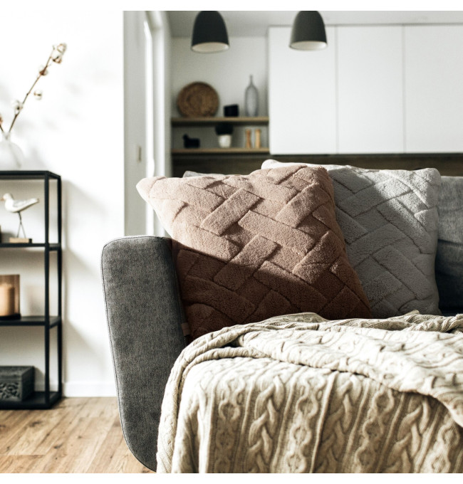 Povlak na polštář D91 CARO tmavě béžový