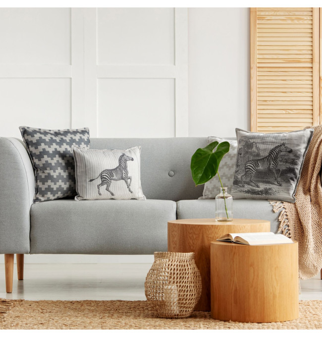 Povlak na polštář GEO ocelový / béžový