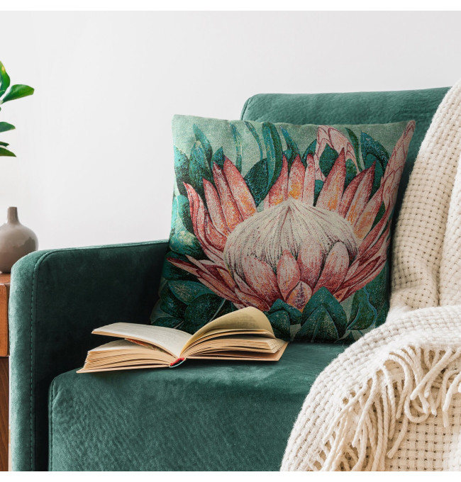 Povlak na polštář GOBELIN 09 tyrkysový / růžový