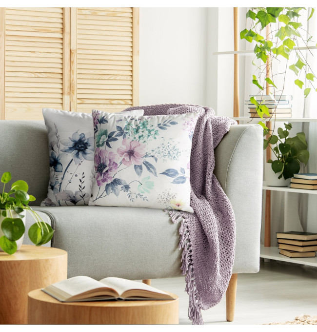 Povlak na polštář MINK 32 bílý / fialový