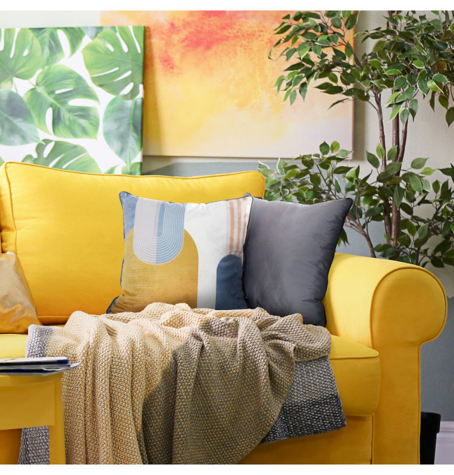 Povlak na polštář VELVET 164 modrý / hořčicový