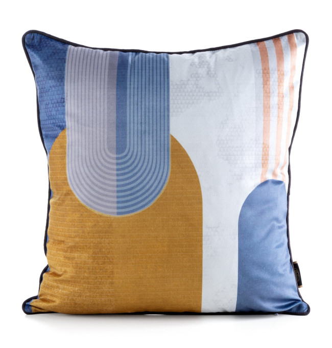 Povlak na polštář VELVET 164 modrý / hořčicový