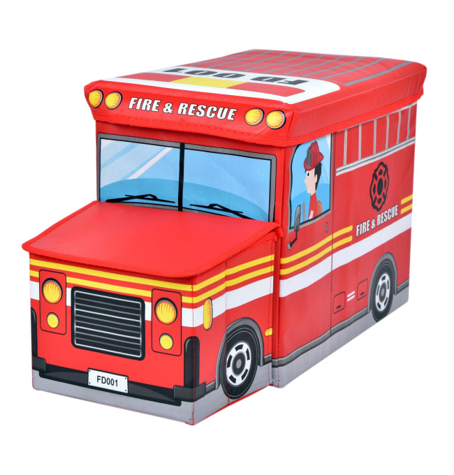 Taburetka ve tvaru hasičského auta červená