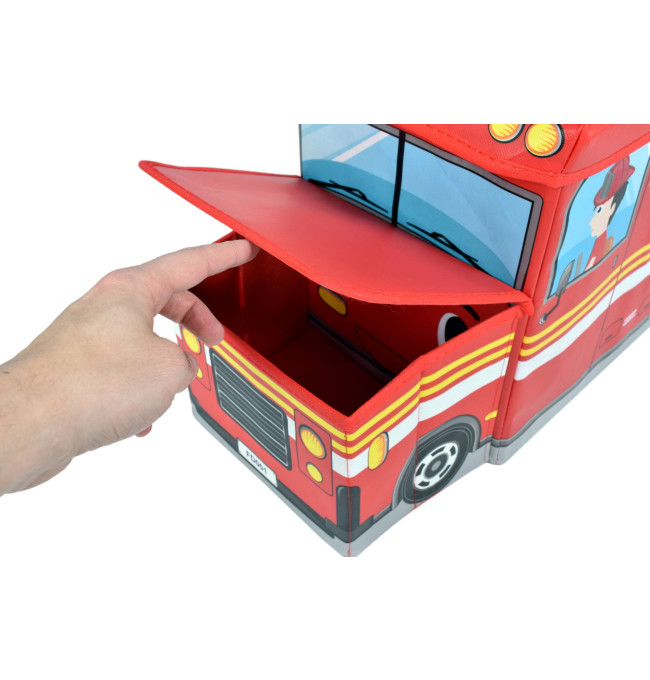 Taburetka ve tvaru hasičského auta červená