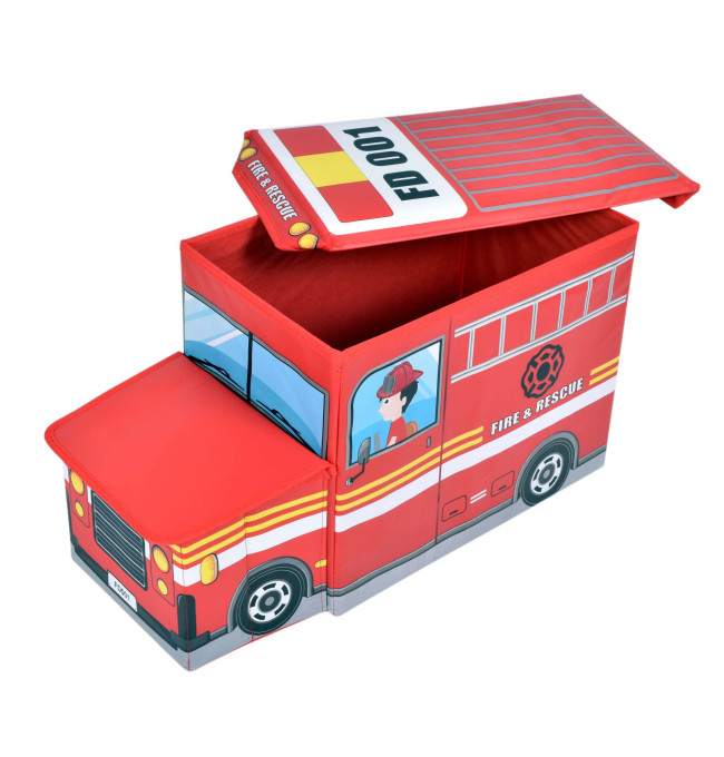 Taburetka ve tvaru hasičského auta červená