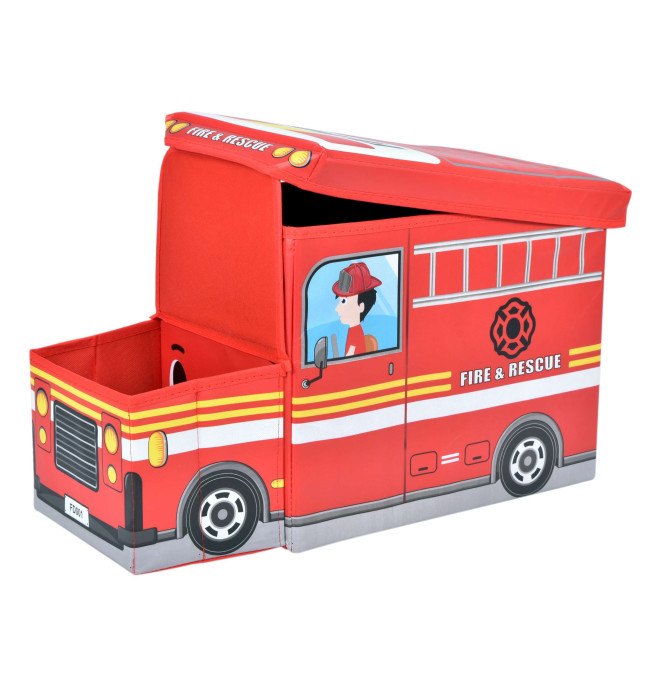 Taburetka ve tvaru hasičského auta červená