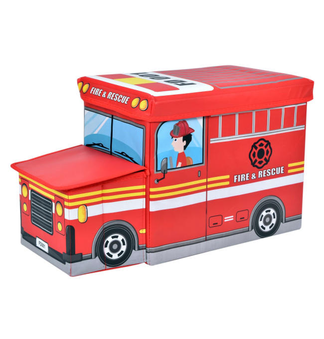 Taburetka ve tvaru hasičského auta červená