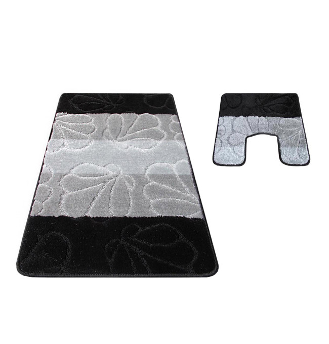 Sada koupelnových koberečků Montana 01 výřezem - černá