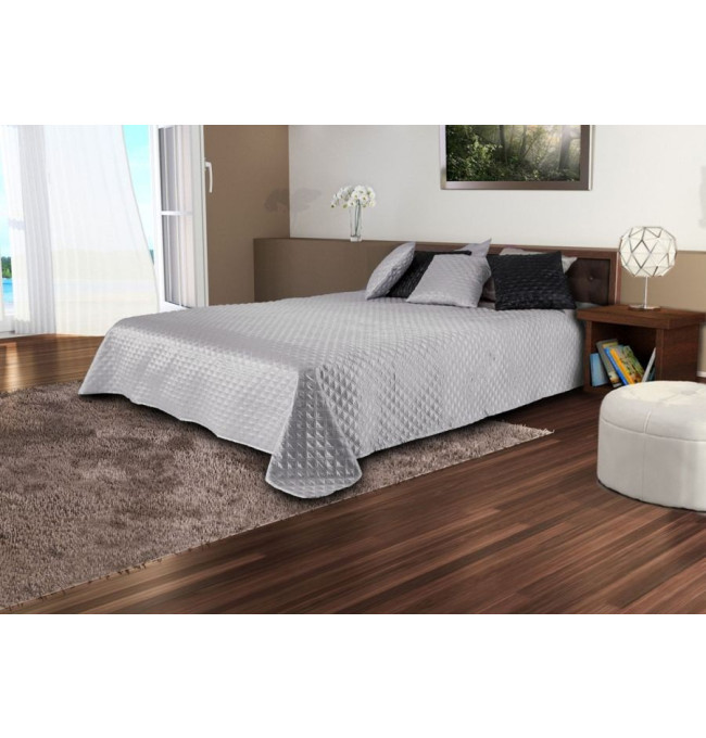 Saténový přehoz Palermo stříbrný / šedý