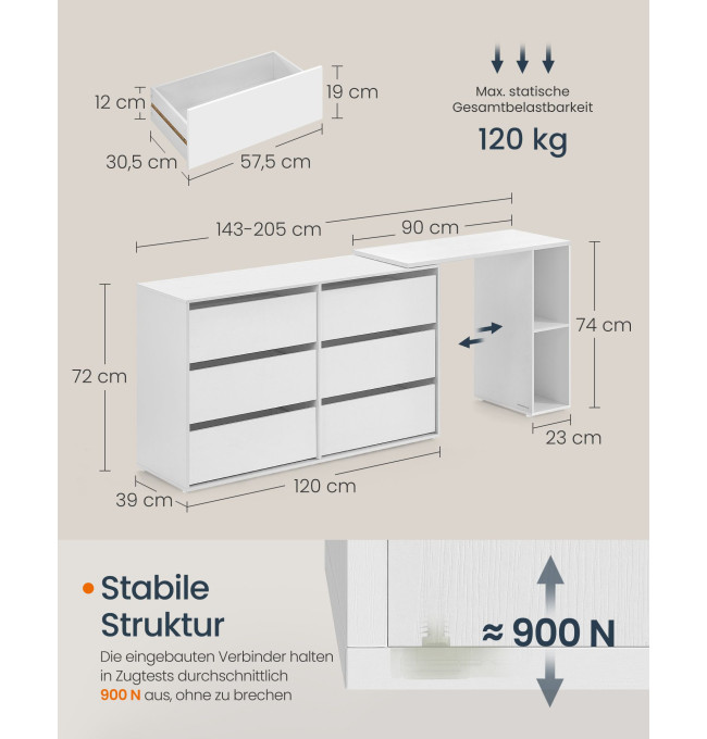Komoda s nastavitelným stolkem LTS656W01