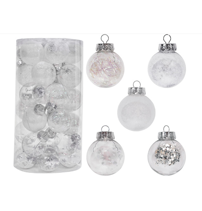 Vánoční kuličky - bílé SYSD1688-057 (30ks)