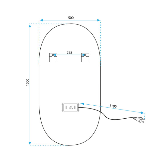 Oválné LED zrcadlo 50x100CM zlaté