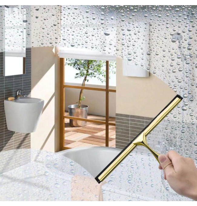 Stěrka do koupelny s háčkem, zlatá