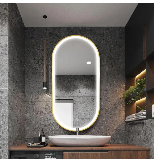 Oválné LED zrcadlo 50x100CM zlaté