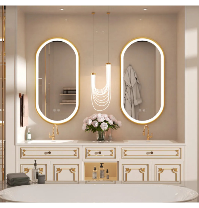 Oválné LED zrcadlo 50x100CM zlaté