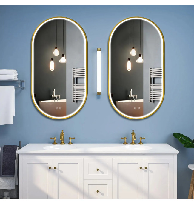 Oválné LED zrcadlo 50x100CM zlaté