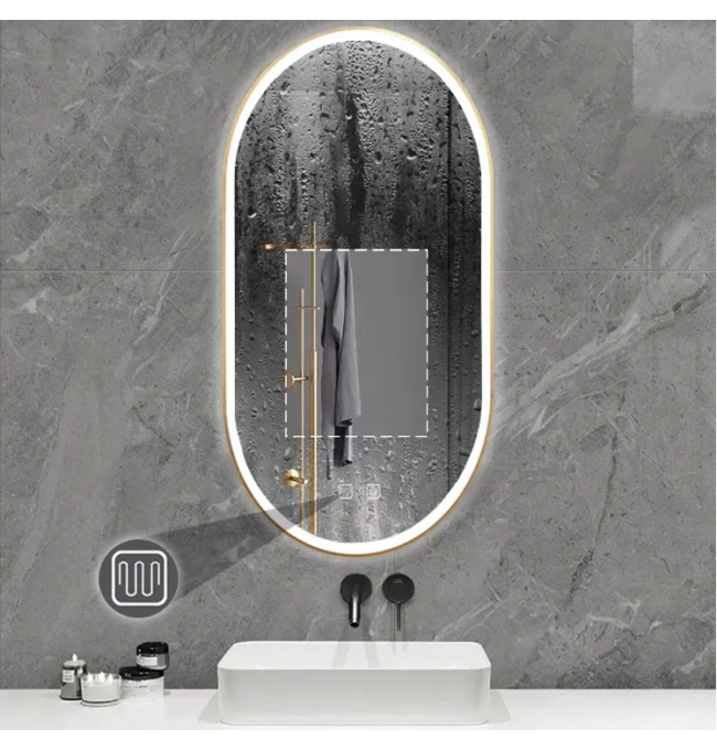 Oválné LED zrcadlo 50x100CM zlaté