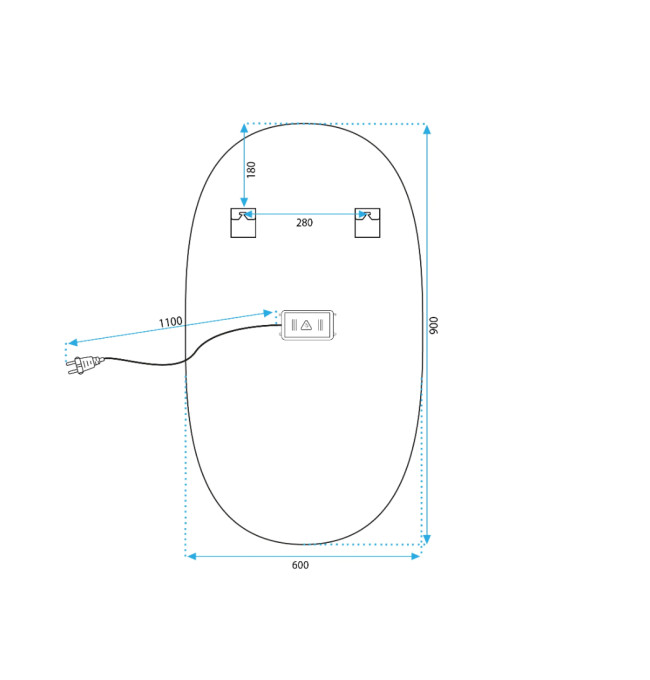 Oválné LED zrcadlo 60x90CM