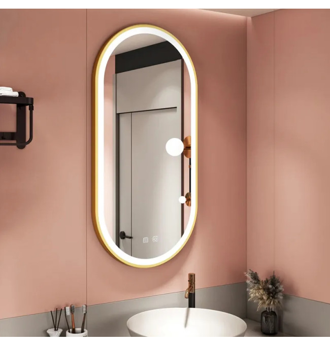 Oválné LED zrcadlo 50x100CM zlaté