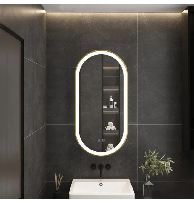 Oválné LED zrcadlo 50x100CM zlaté