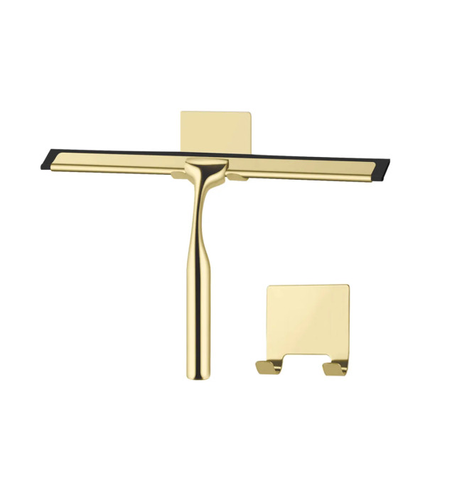 Stěrka do koupelny s háčkem, zlatá