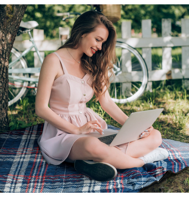 Pikniková deka HARMONY červená / modrá