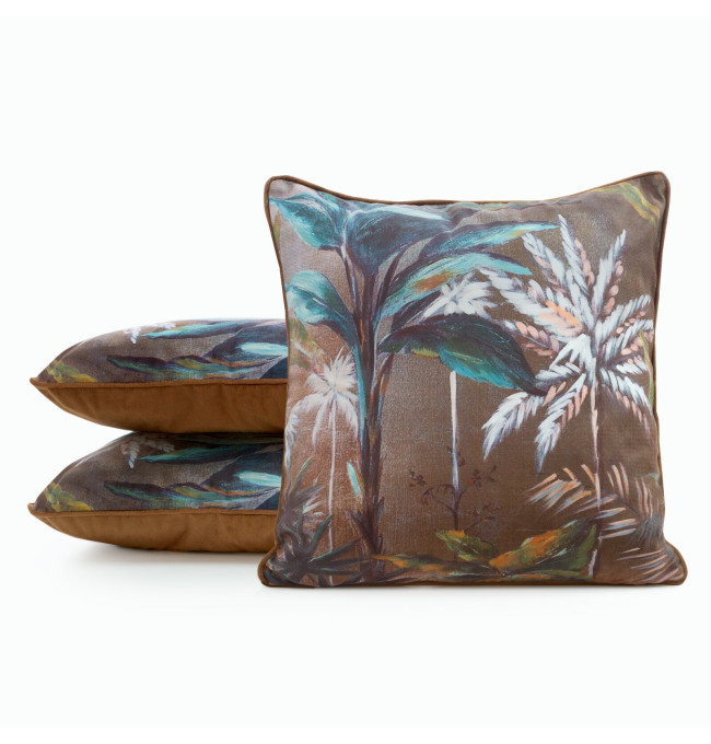 Povlak na polštář MINK F hnedý / tyrkysový