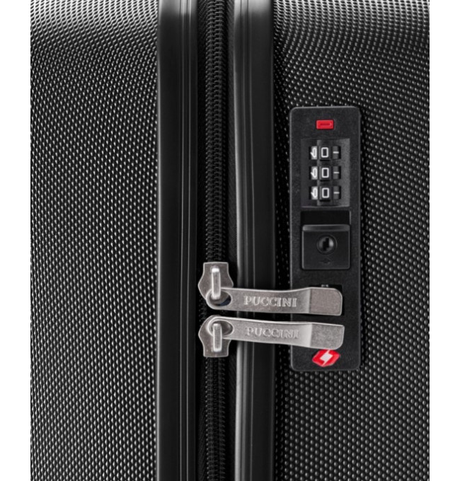 Velký černý kufr Bali s drážkami