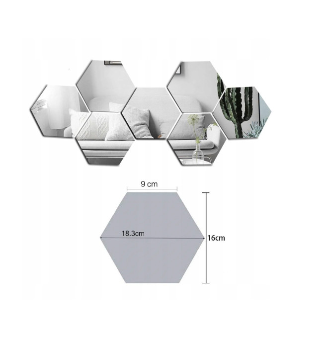 Zrcadlo Hexagon 8 ks, 380515