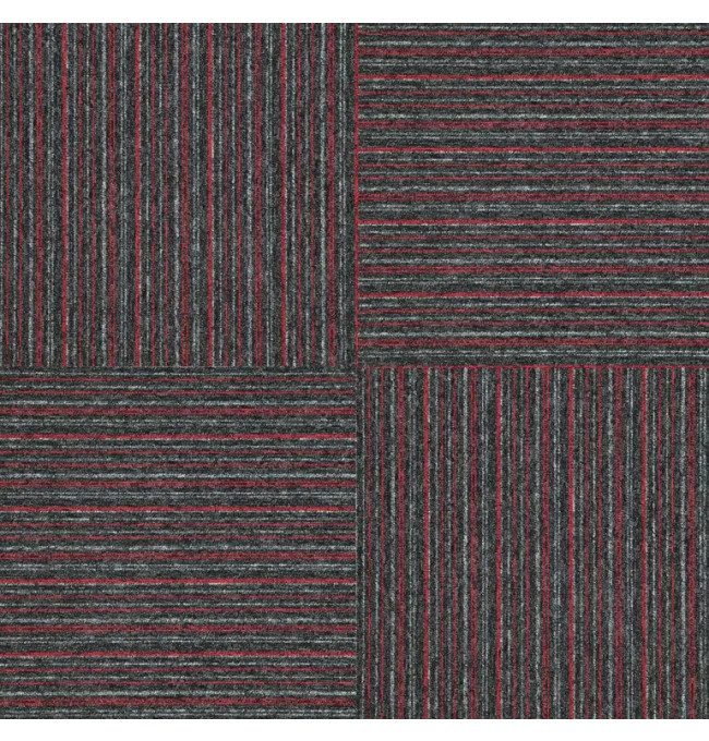 Kobercové čtverce Sonar Lines 4520 červené / černé 50x50 cm