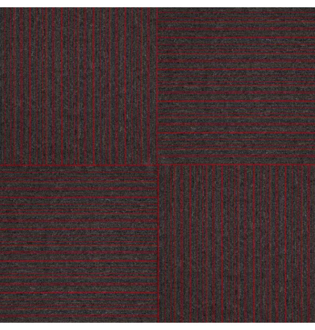 Kobercové čtverce Tampa Stripe 1520 červené / hnědé 50x50 cm
