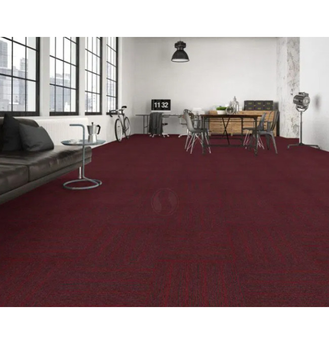 Kobercové čtverce Tampa Stripe 1420 šedé / červené 50x50 cm
