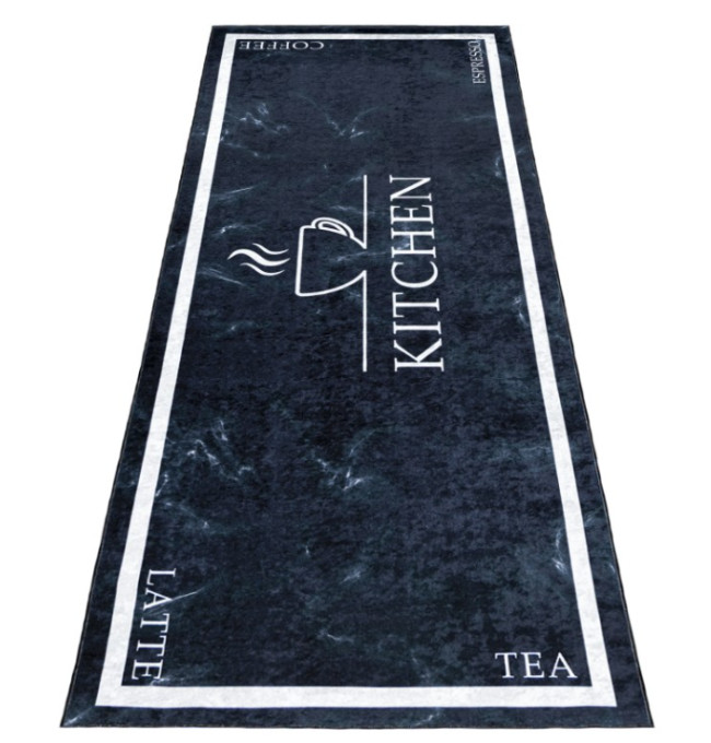Protiskluzový koberec / běhoun 46740 KITCHEN černý / bílý