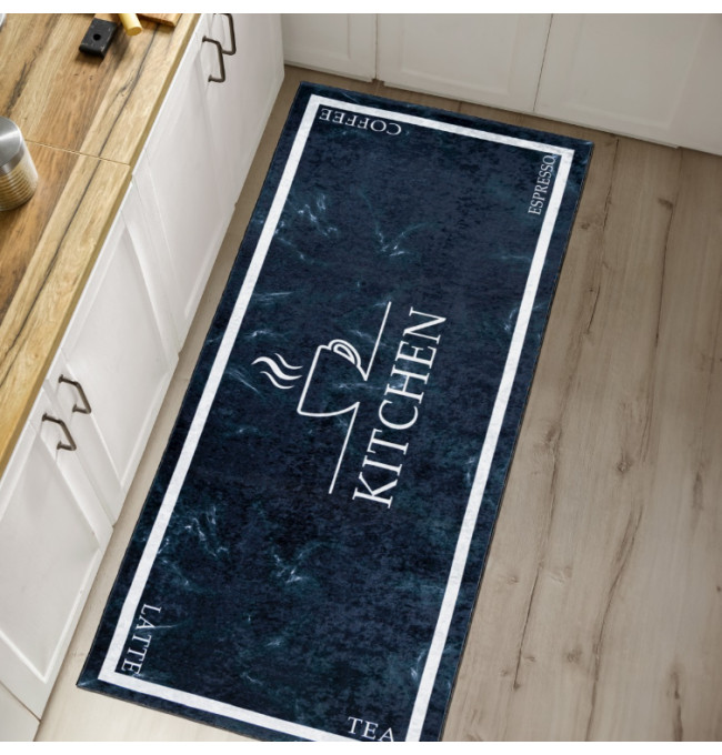 Protiskluzový koberec / běhoun 46740 KITCHEN černý / bílý