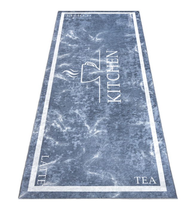 Protiskluzový koberec / běhoun 46741 KITCHEN šedý / bílý