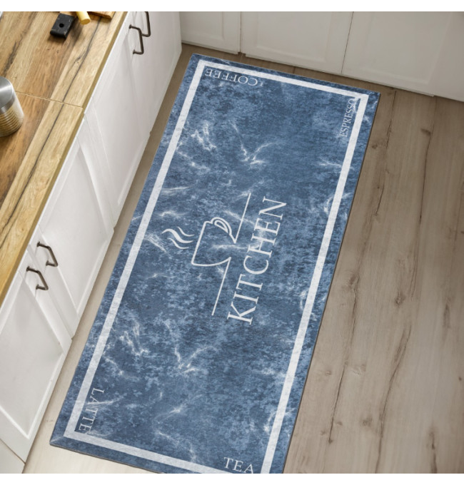 Protiskluzový koberec / běhoun 46741 KITCHEN šedý / bílý