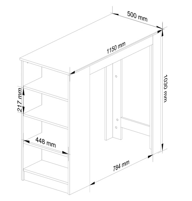 Barový stůl 115cm bílý/dub sonoma