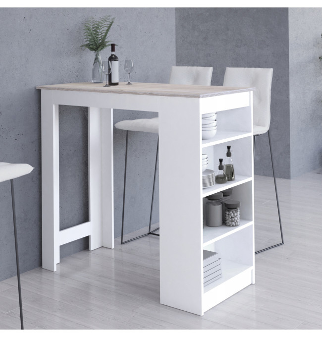 Barový stůl 115cm bílý/dub sonoma