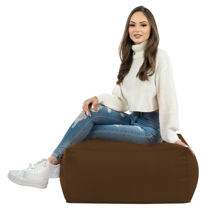 Taburetka hnědá kostka ekokůže
