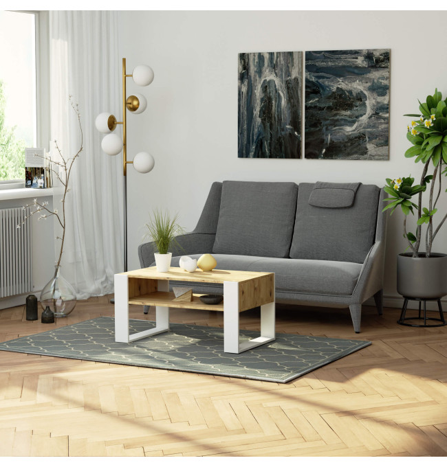 Konferenční stolek DOMI dub artisan / bílý