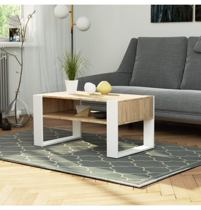 Konferenční stolek DOMI dub sonoma/bílý