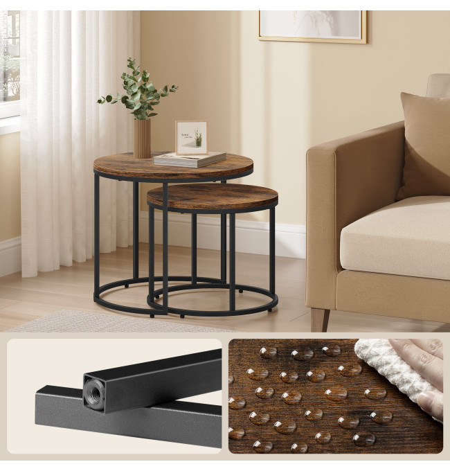 Set dvou konferenčních stolků - rustikální (černé nohy)