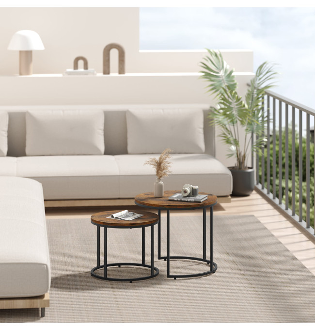 Set dvou konferenčních stolků - rustikální (černé nohy)