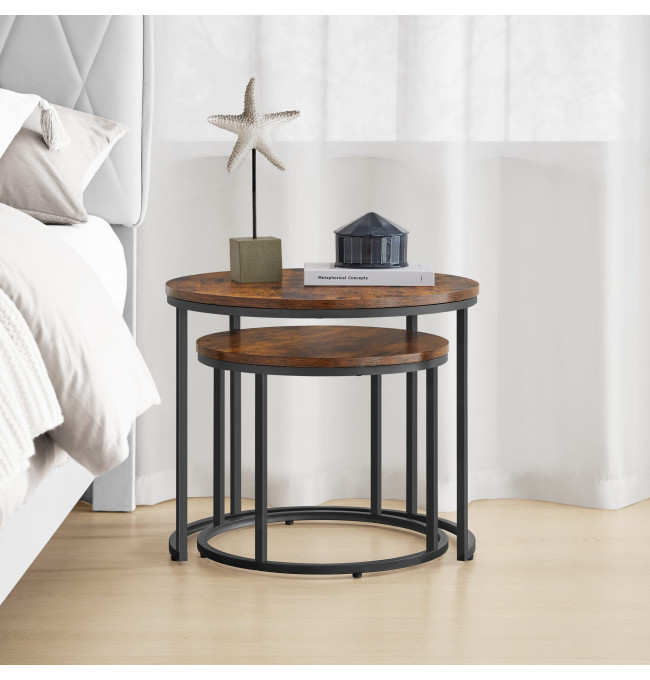 Set dvou konferenčních stolků - rustikální (černé nohy)