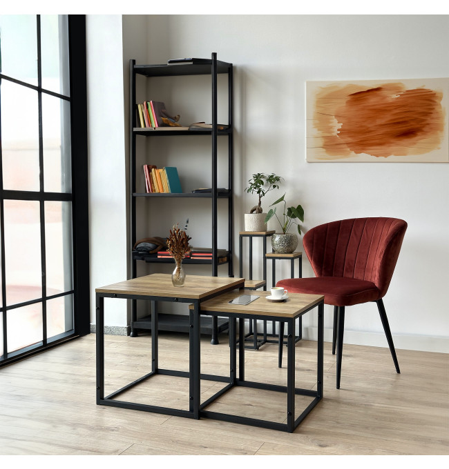 Sada 2 konferenčních stolků PRAVEN Craft černá