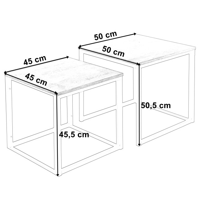 Sada 2 konferenčních stolků PRAVEN Craft černá